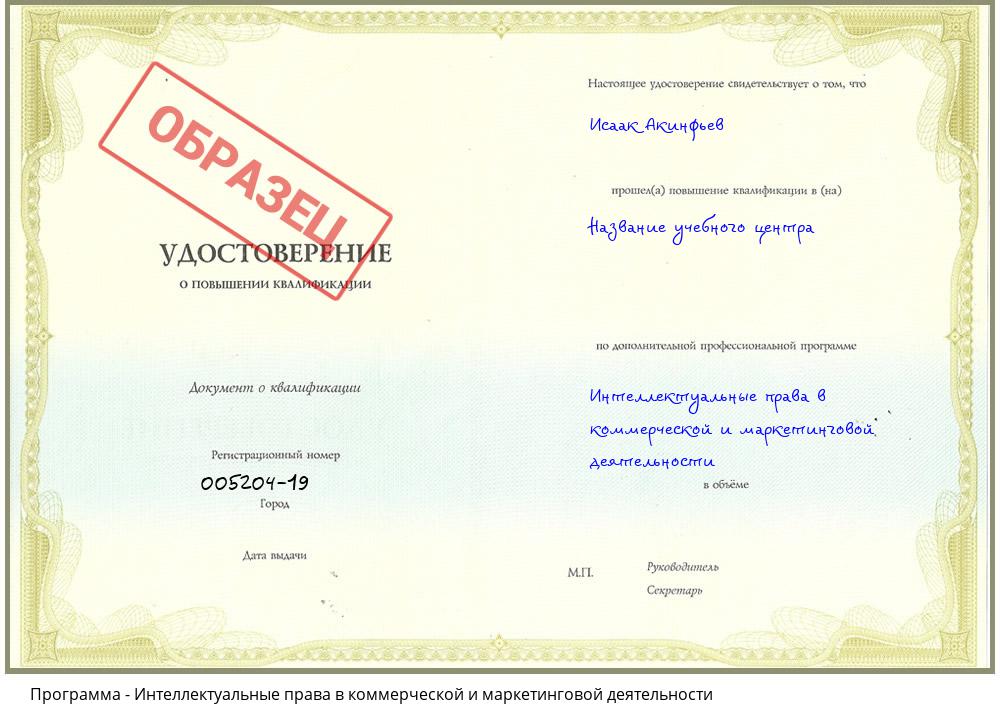 Интеллектуальные права в коммерческой и маркетинговой деятельности Саранск