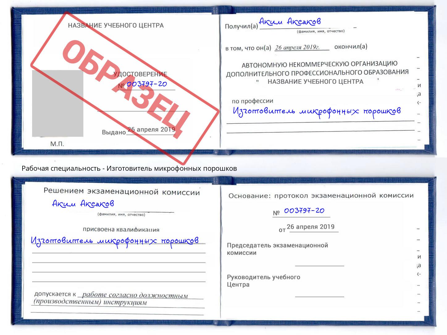 Изготовитель микрофонных порошков Саранск