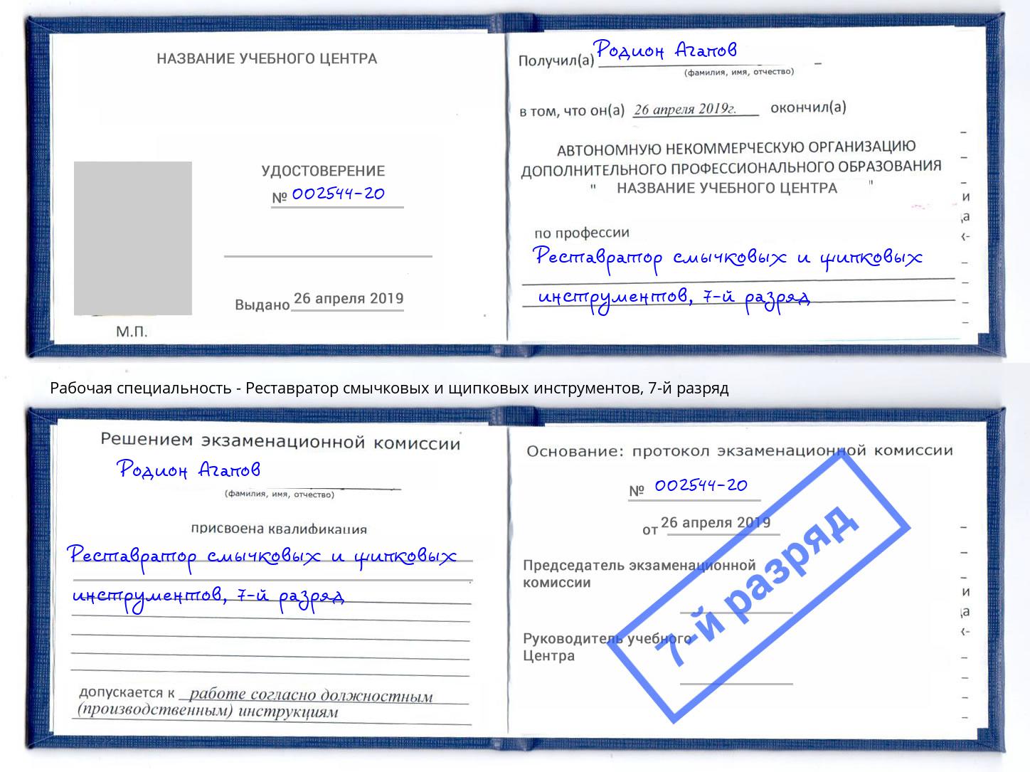 корочка 7-й разряд Реставратор смычковых и щипковых инструментов Саранск