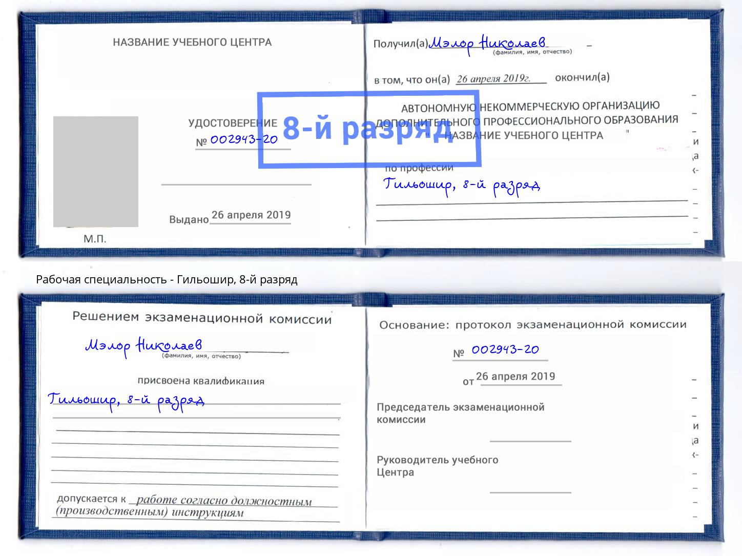 корочка 8-й разряд Гильошир Саранск